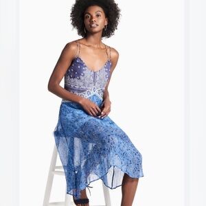 Lucky Brand Bohemian Scarf Dress. Lined, Cross Back Straps, Paisley & Floral $45